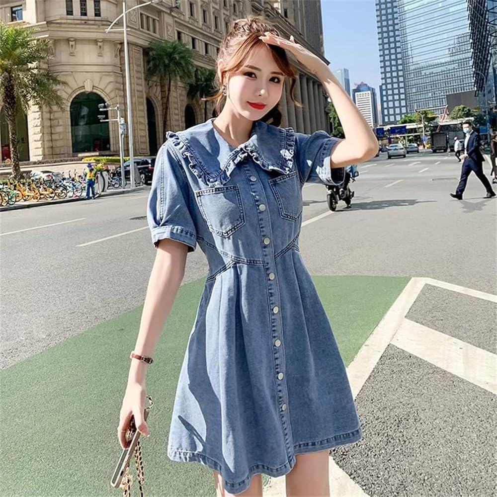 Amazon.co.jp: [売店] デニムワンピース ミニドレス ミニ